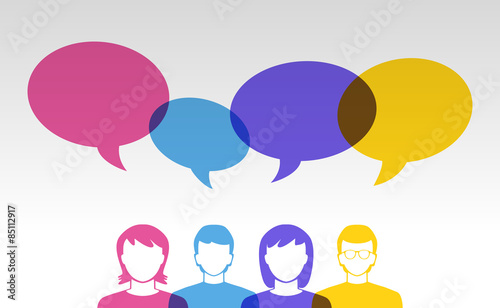 people icons and colorful speech bubbles