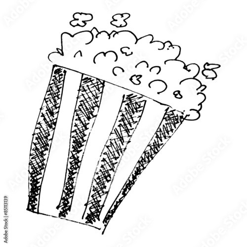 sketch drawing of a bucket of popcorn