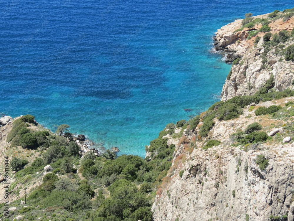 Grèce - Rhodes - Kritinia - La côte vue du château