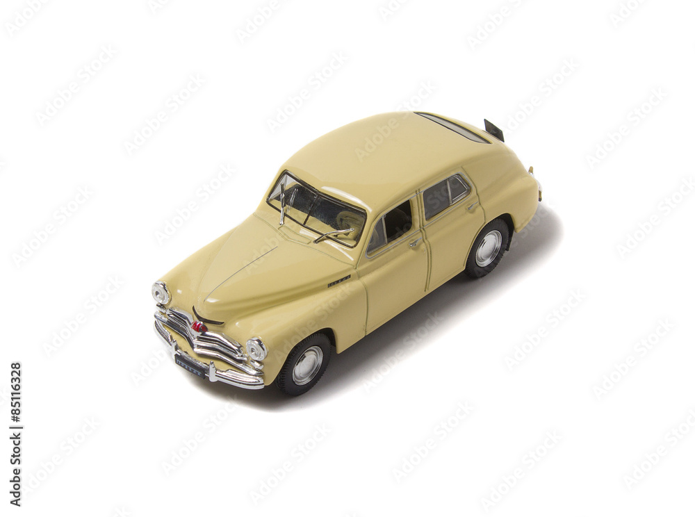 Model retro car, isolated on a white background Model retro car, isolated on a white background