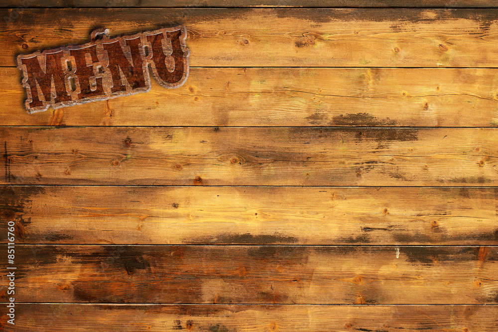 plate menu nailed to a wooden wall plate menu nailed to a wooden wall