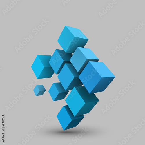 Composition of 3d cubes.
