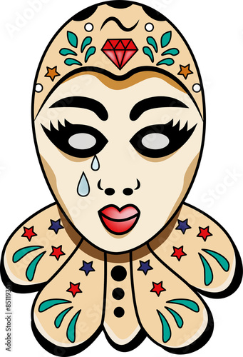 vector illustration of a crying mask