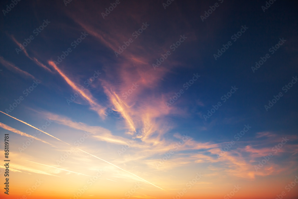 Fototapeta premium Sunset dramatic sky clouds