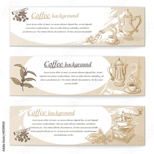 Banner set of vintage coffee backgrounds