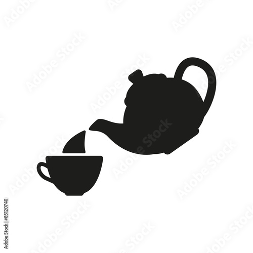 The teapot and cup icon. Tea symbol. Flat