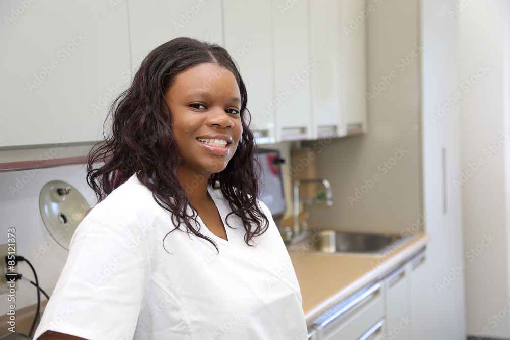 Attractive African American Health Care Professional in Medical Clinic, Hospital Attractive African American Health Care Professional in Medical Clinic, Hospital