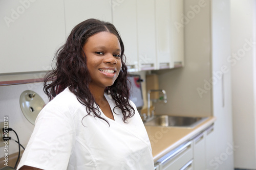 Attractive African American Health Care Professional in Medical Clinic, Hospital