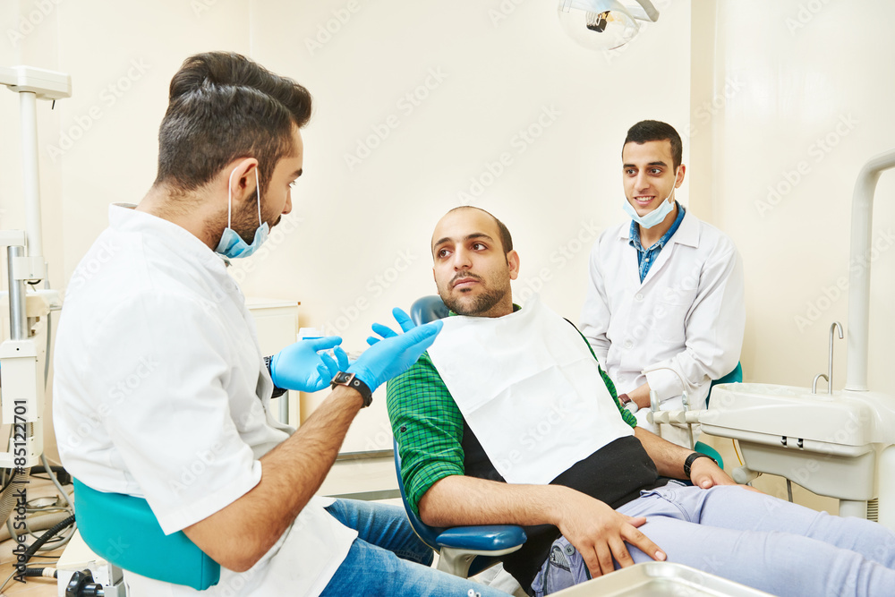 Obraz premium Young asian dentist doctors at work