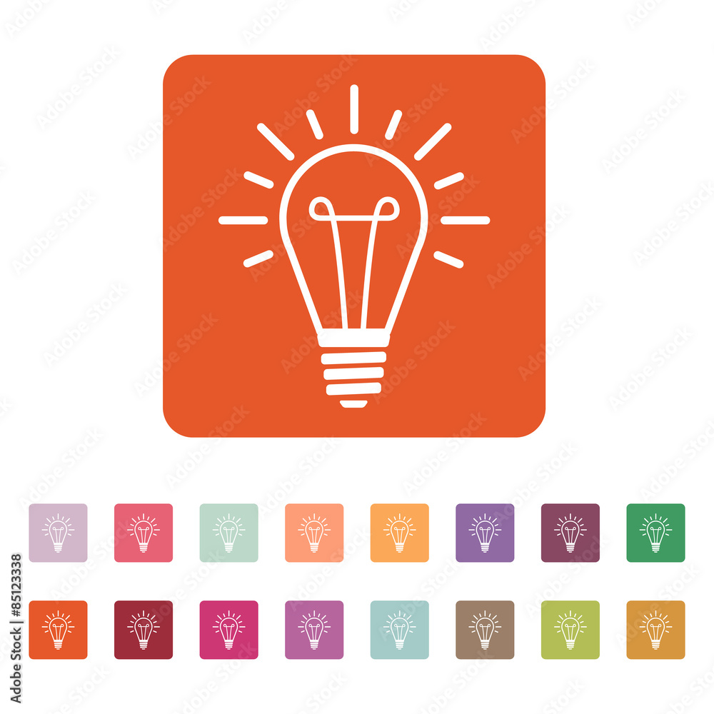 The lightbulb icon. Illumination symbol. Flat The lightbulb icon. Illumination symbol. Flat
