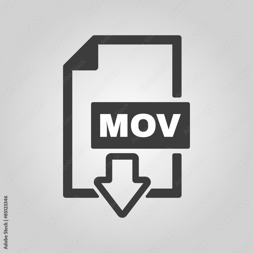The MOV icon. Video file format symbol. Flat The MOV icon. Video file format symbol. Flat