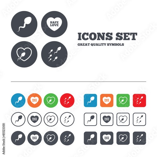 Sperm icons. Fertilization or insemination signs