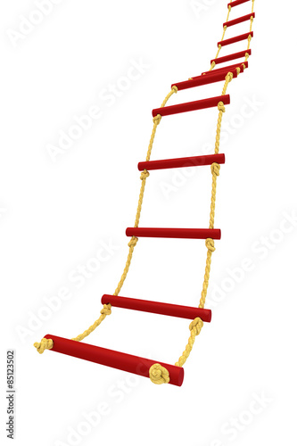 Rope ladder isolated on white background photo