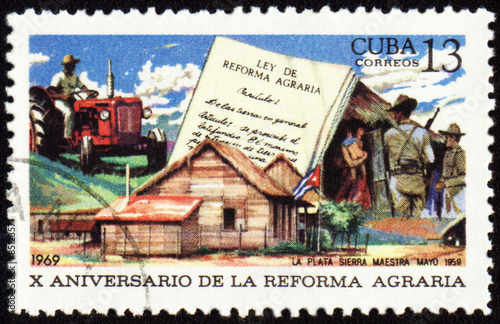 Scene from country life on post stamp
