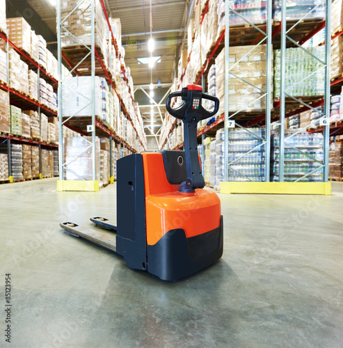 pallet stacker truck at warehouse