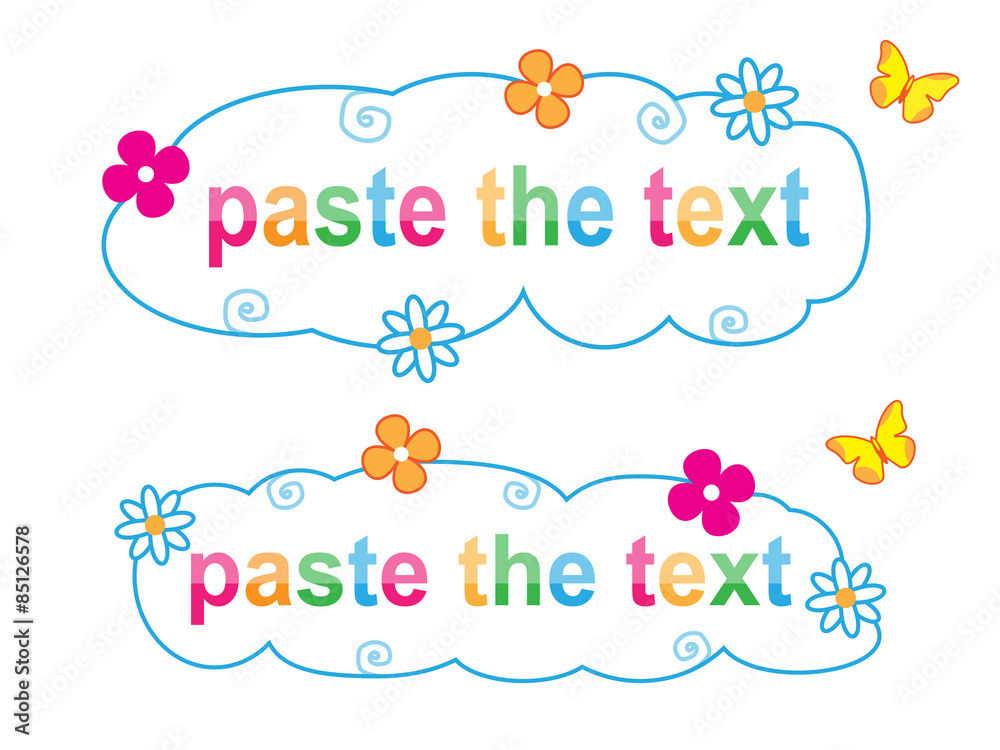 Cloud Frame with flowers on a white background Cloud Frame with flowers on a white background