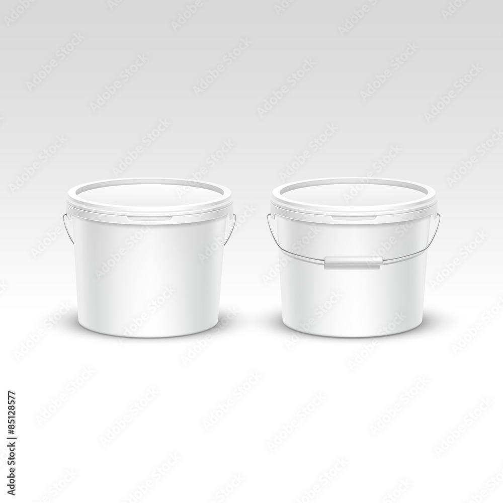 Vector Set of Plastic Bucket Container Packaging Vector Set of Plastic Bucket Container Packaging