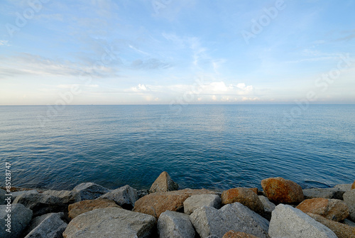 tropical sea with breakwater