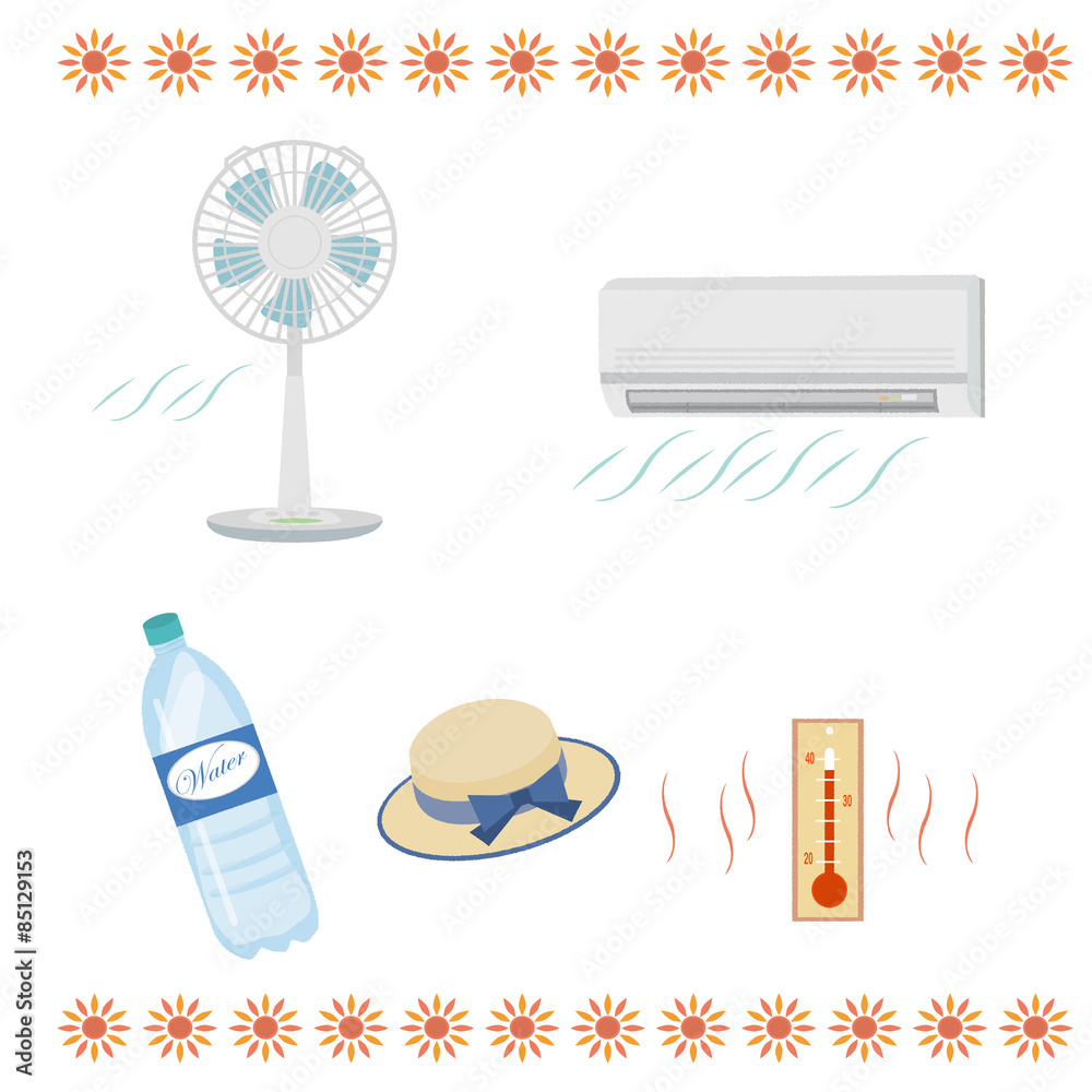夏 熱中症対策 イラスト Stock Vector Adobe Stock