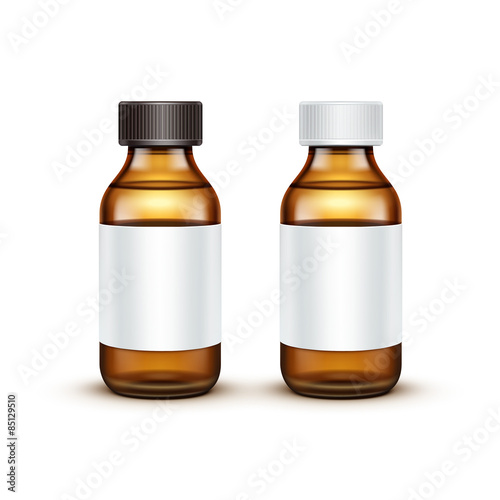 Vector Glass Medical Bottle With Liquid Fluid
