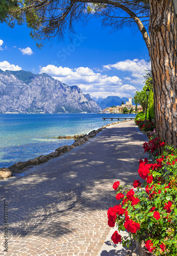 Fototapeta Naklejka Na Ścianę i Meble -  Italian holidays. scenic Lago di Garda- Malcesine