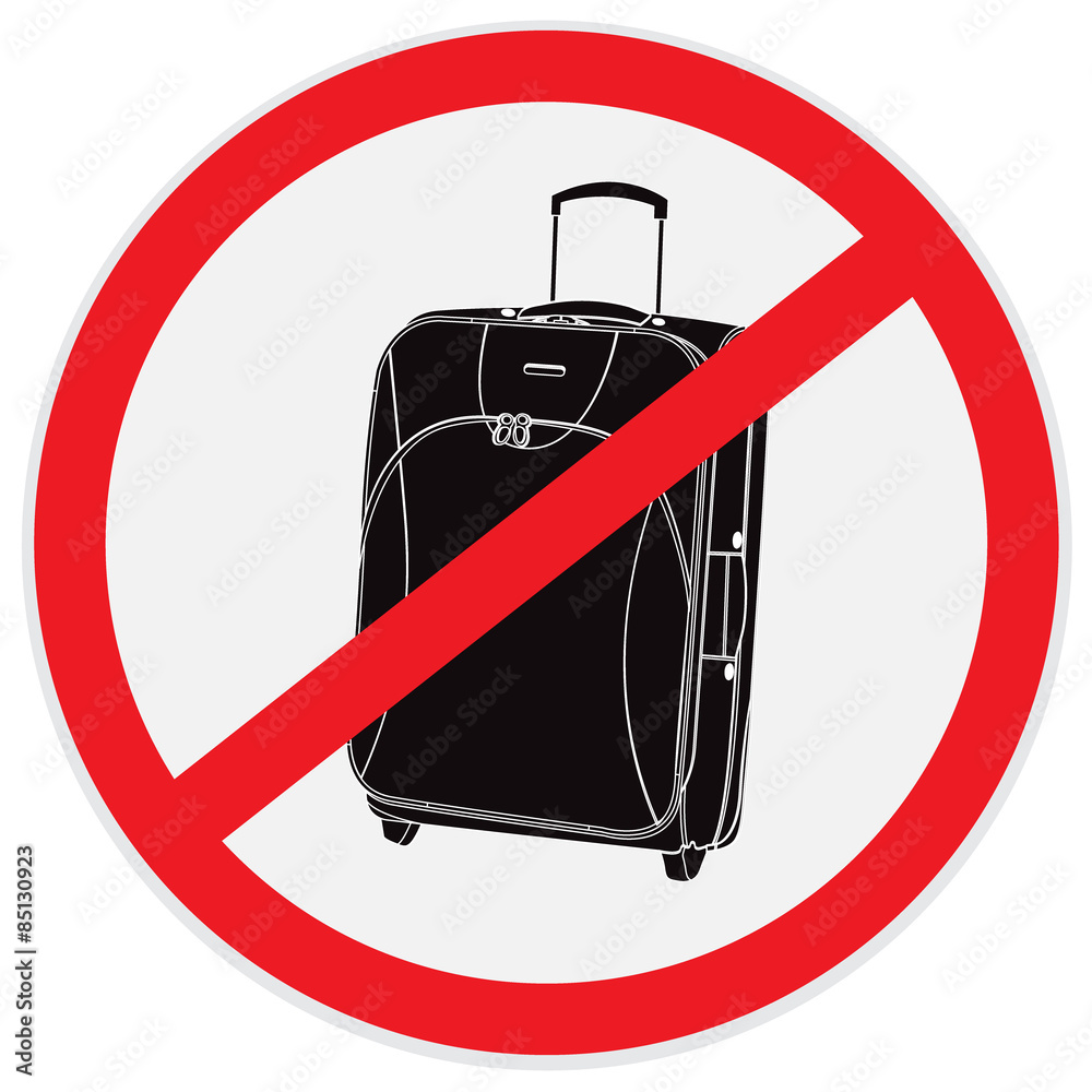 No, luggage, baggage, sign, vector, illustration, hexagon vector de