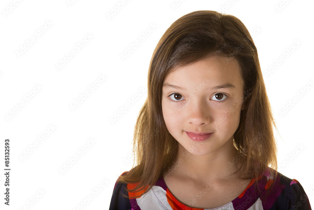 Portrait of a cute school aged child isolated on white Portrait of a cute school aged child isolated on white