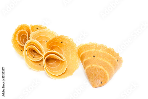 Thai dessert, Tong Muan on white background ,a traditional desse photo