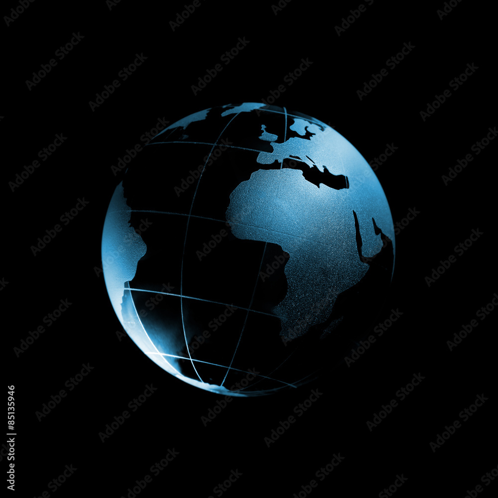 Glass globe isolated on black background Glass globe isolated on black background