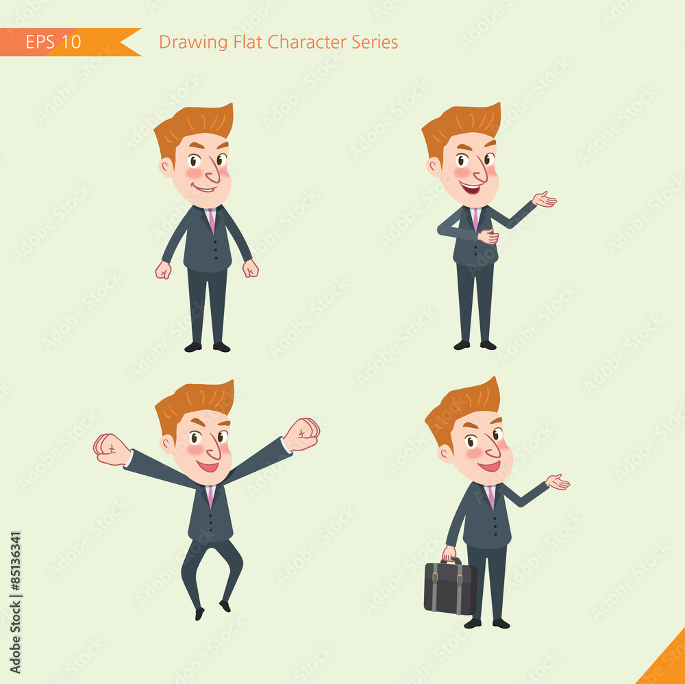 Set of drawing flat character style, business concept young office worker activities - businessman, research, office worker, counselling, growth Set of drawing flat character style, business concept young office worker activities - businessman, research, office worker, counselling, growth