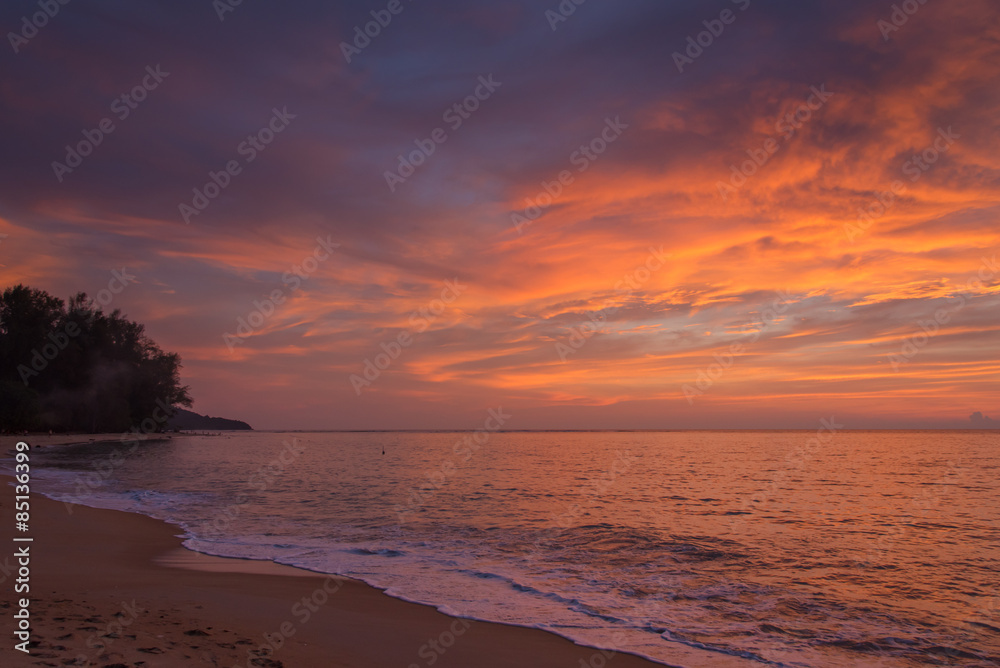 Fototapeta premium Sunset sky on the beach