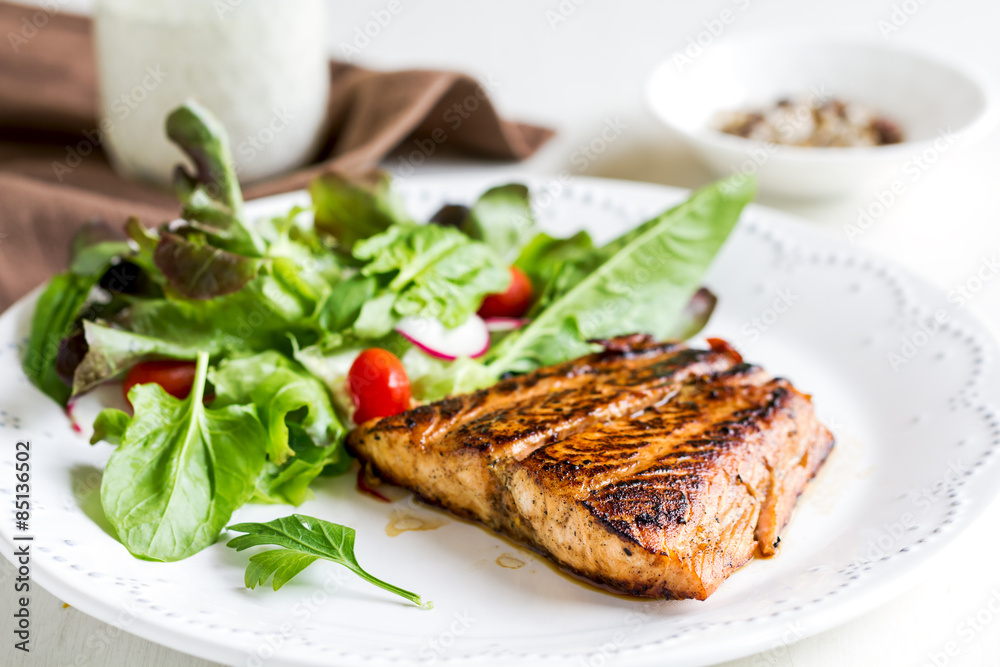 Glazed Salmon with salad