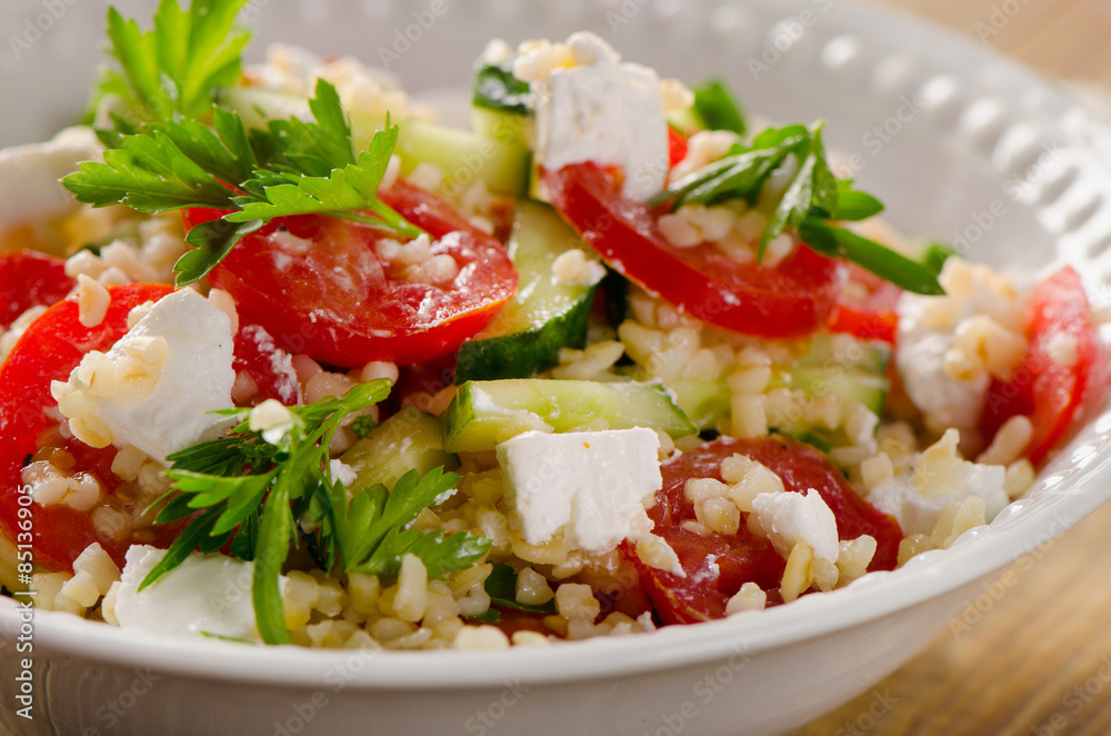Gluten free vegetarian salad with feta. Gluten free vegetarian salad with feta.