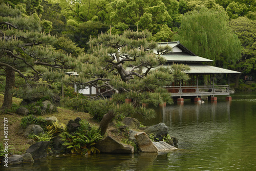 old japanese house on the lake