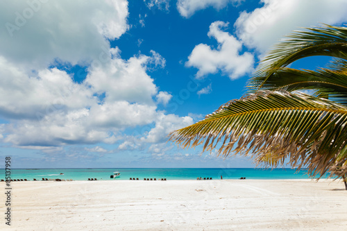 Photo of white sand beach.