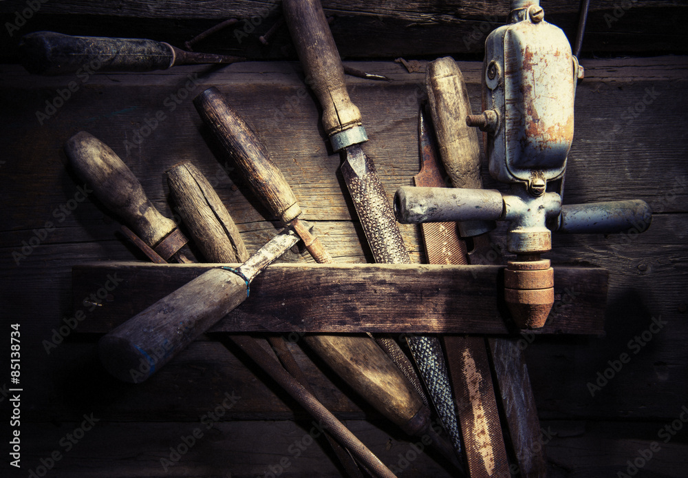 Oldand Rusty Wood Hardware - Wood Toolset