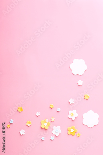 Abstract colorful white ans yellow flowers on background