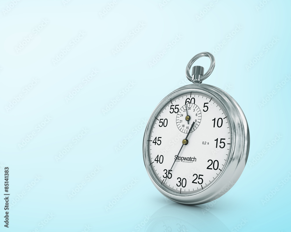 Stopwatch on blue background. Note the time. Stopwatch on blue background. Note the time.