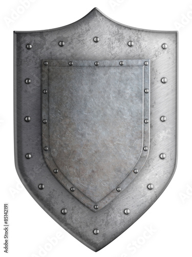 coat of arms metal knight shield isolated with clipping path