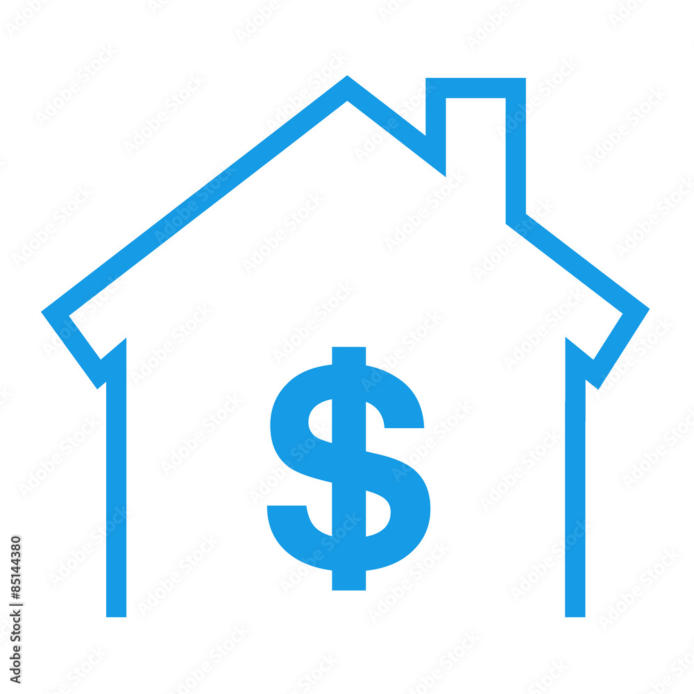 Icono aislado casa con dolar azul Icono aislado casa con dolar azul