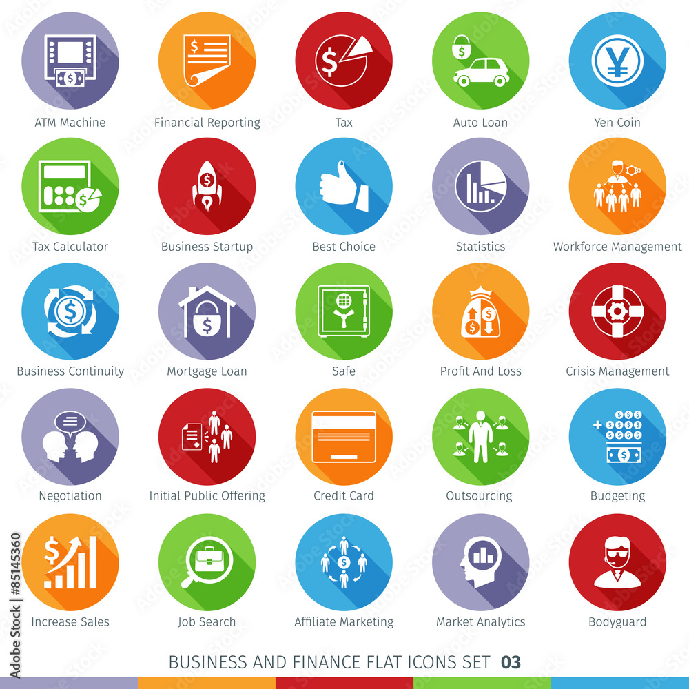 Business and Finance Long Shadow Flat Icons Set 03 Business and Finance Long Shadow Flat Icons Set 03