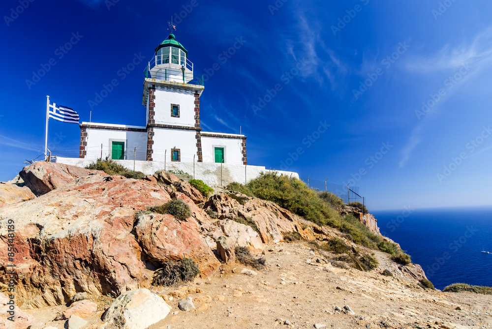 Santorini lighthouse, Greek Islands, Greece