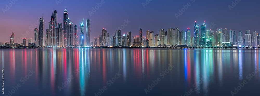 Dubai panorama at night, UAE Dubai panorama at night, UAE