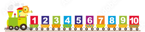 math train for children with lion and numbers 1-10