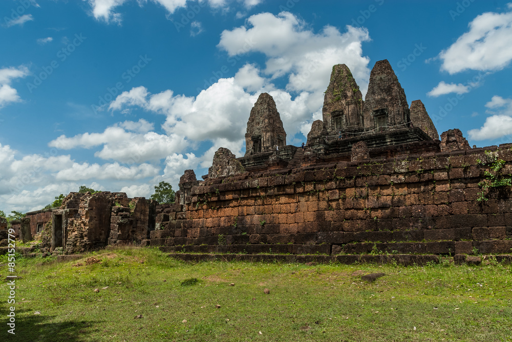 sight of the central prasat in the archaeological pre rup place in siam reap, cambodia
