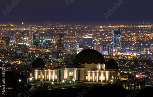 Griffith Observatory and downtown Los Angeles at night, California, USA #85152740