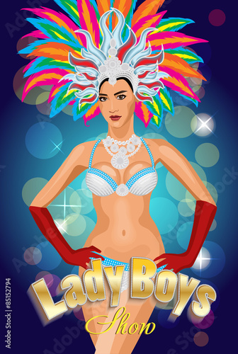 Thai , cabaret dancer. Night show poster.