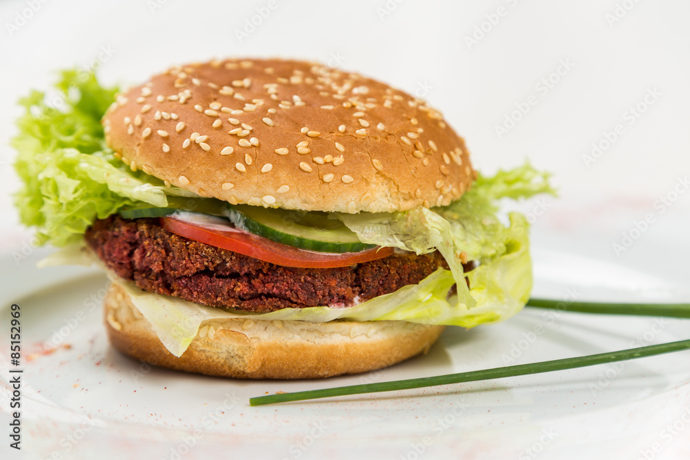 vegetarian burger with vegetables and cutlet vegetarian burger with vegetables and cutlet