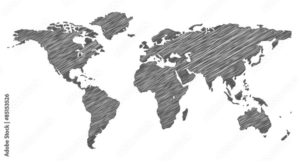 Obraz premium Scribble Weltkarte