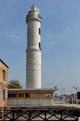 White lighthouse in Murano island, Italy